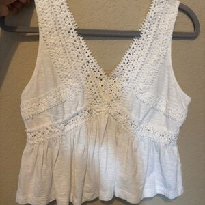 Aerie White Crochet Detail Women's Blouse
